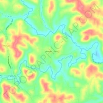 Mappa topografica Hemlock Grove, altitudine, rilievo