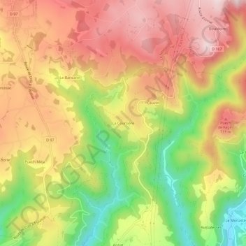 Mappa topografica La Coursière, altitudine, rilievo