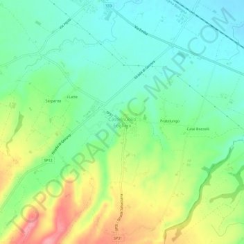 Mappa topografica Castelnuovo Fogliani, altitudine, rilievo