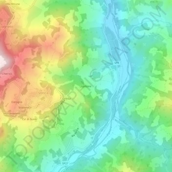 Mappa topografica Bibbone, altitudine, rilievo