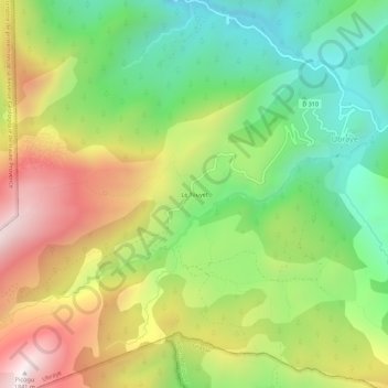 Mappa topografica Le Touyet, altitudine, rilievo