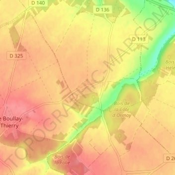 Mappa topografica Cherville, altitudine, rilievo