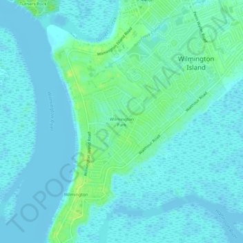 Mappa topografica Wilmington Park, altitudine, rilievo