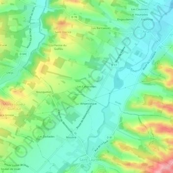 Mappa topografica Les Cabanettes, altitudine, rilievo
