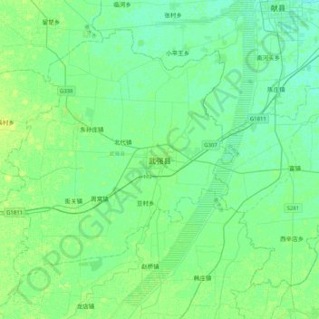 Mappa topografica 武强县, altitudine, rilievo