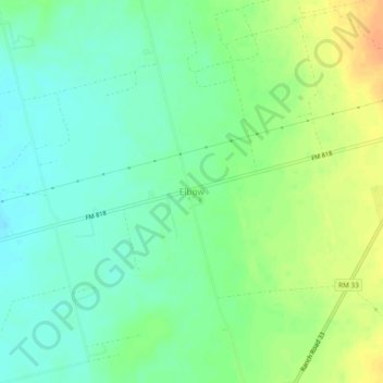 Mappa topografica Elbow, altitudine, rilievo