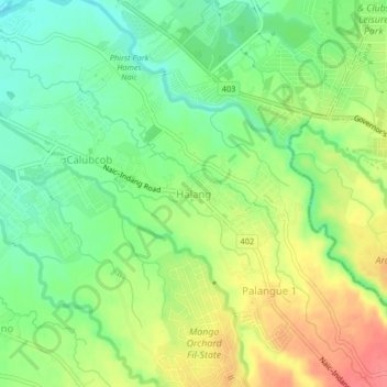 Mappa topografica Halang, altitudine, rilievo