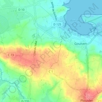 Mappa topografica Kermabon, altitudine, rilievo