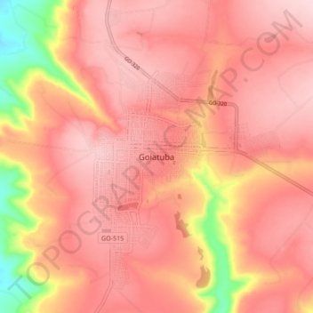 Mappa topografica Goiatuba, altitudine, rilievo