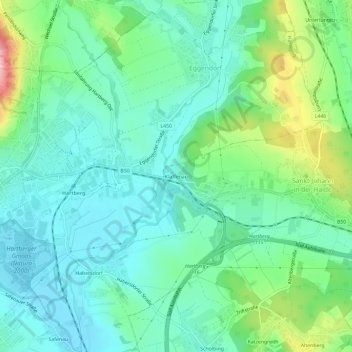 Mappa topografica Klaffenau, altitudine, rilievo