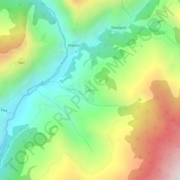 Mappa topografica Satta, altitudine, rilievo