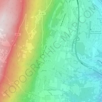 Mappa topografica Vouvray, altitudine, rilievo
