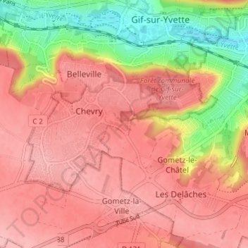 Mappa topografica Les Prés Mouchards, altitudine, rilievo