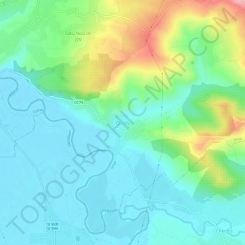 Mappa topografica Ocoliș, altitudine, rilievo