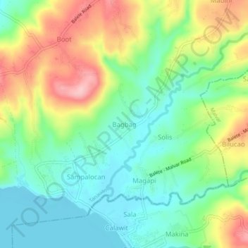 Mappa topografica Bagbag, altitudine, rilievo