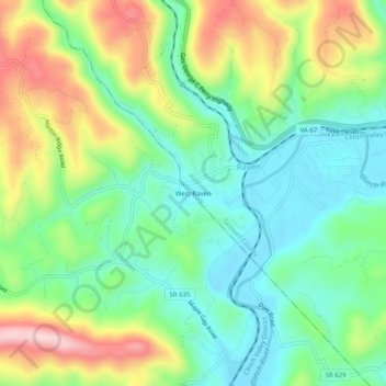Mappa topografica West Raven, altitudine, rilievo