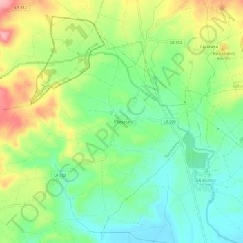 Mappa topografica Villaseca, altitudine, rilievo