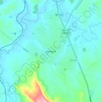 Mappa topografica Jaraguá, altitudine, rilievo