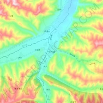 Mappa topografica 马力镇, altitudine, rilievo