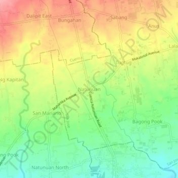 Mappa topografica Natunuan, altitudine, rilievo