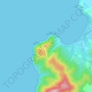 Mappa topografica Populonia, altitudine, rilievo