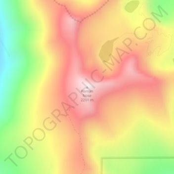 Mappa topografica Roman Nose, altitudine, rilievo
