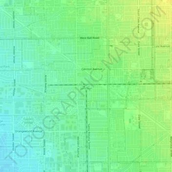Mappa topografica Los Alamitos Junction, altitudine, rilievo