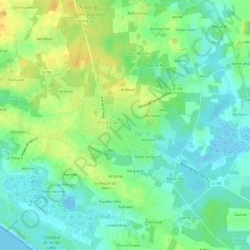 Mappa topografica Le Pontoir, altitudine, rilievo