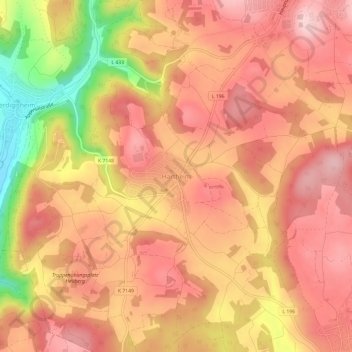 Mappa topografica Hartheim, altitudine, rilievo