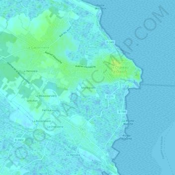 Mappa topografica Montravail, altitudine, rilievo