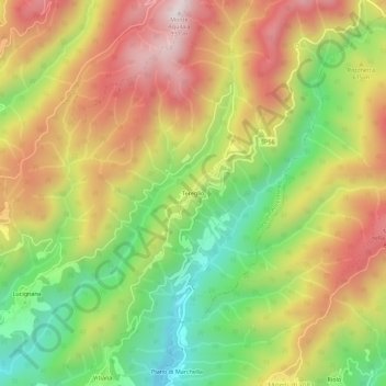 Mappa topografica Tereglio, altitudine, rilievo