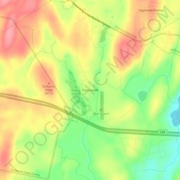 Mappa topografica Frenchtown, altitudine, rilievo