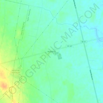 Mappa topografica Broadway, altitudine, rilievo