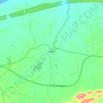 Mappa topografica Sidhi, altitudine, rilievo