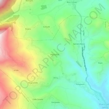 Mappa topografica Villa Gesso, altitudine, rilievo