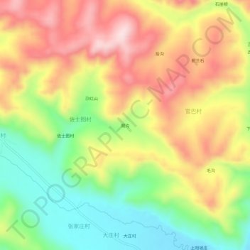 Mappa topografica 窎沟, altitudine, rilievo