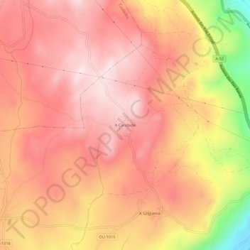 Mappa topografica A Caridade, altitudine, rilievo
