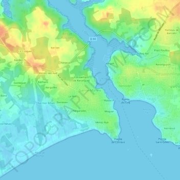 Mappa topografica Sainte-Marine, altitudine, rilievo