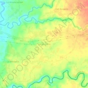Mappa topografica Santo Niño, altitudine, rilievo