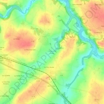 Mappa topografica L'Echaussée Cadet, altitudine, rilievo