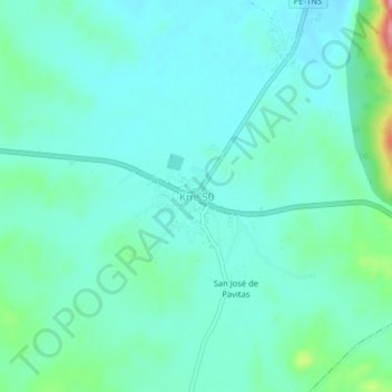 Mappa topografica Km. 50, altitudine, rilievo