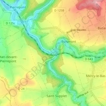 Mappa topografica Moulin de Charpon, altitudine, rilievo