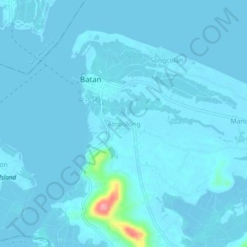 Mappa topografica Ambolong, altitudine, rilievo