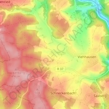Mappa topografica Kohlstadt, altitudine, rilievo