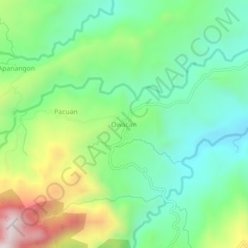 Mappa topografica Owacan, altitudine, rilievo