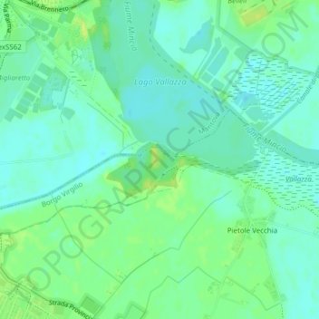 Mappa topografica Forte di Pietole, altitudine, rilievo
