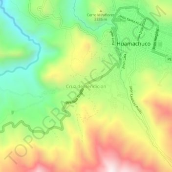 Mappa topografica Cruz de Bendicion, altitudine, rilievo
