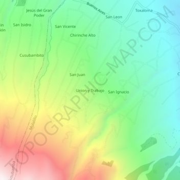 Mappa topografica Union y Trabajo, altitudine, rilievo
