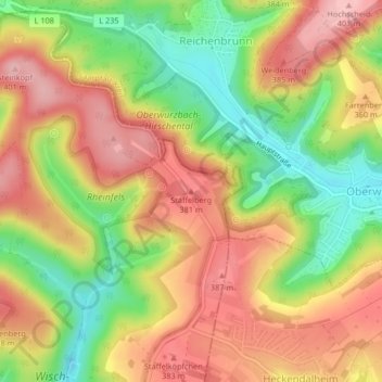 Mappa topografica Staffelberg, altitudine, rilievo