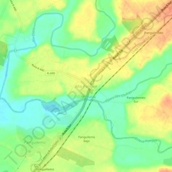 Mappa topografica Alto Pangue, altitudine, rilievo